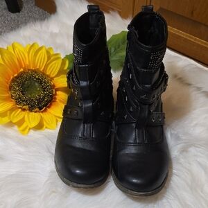 Wanted Black Boots with Studded Straps